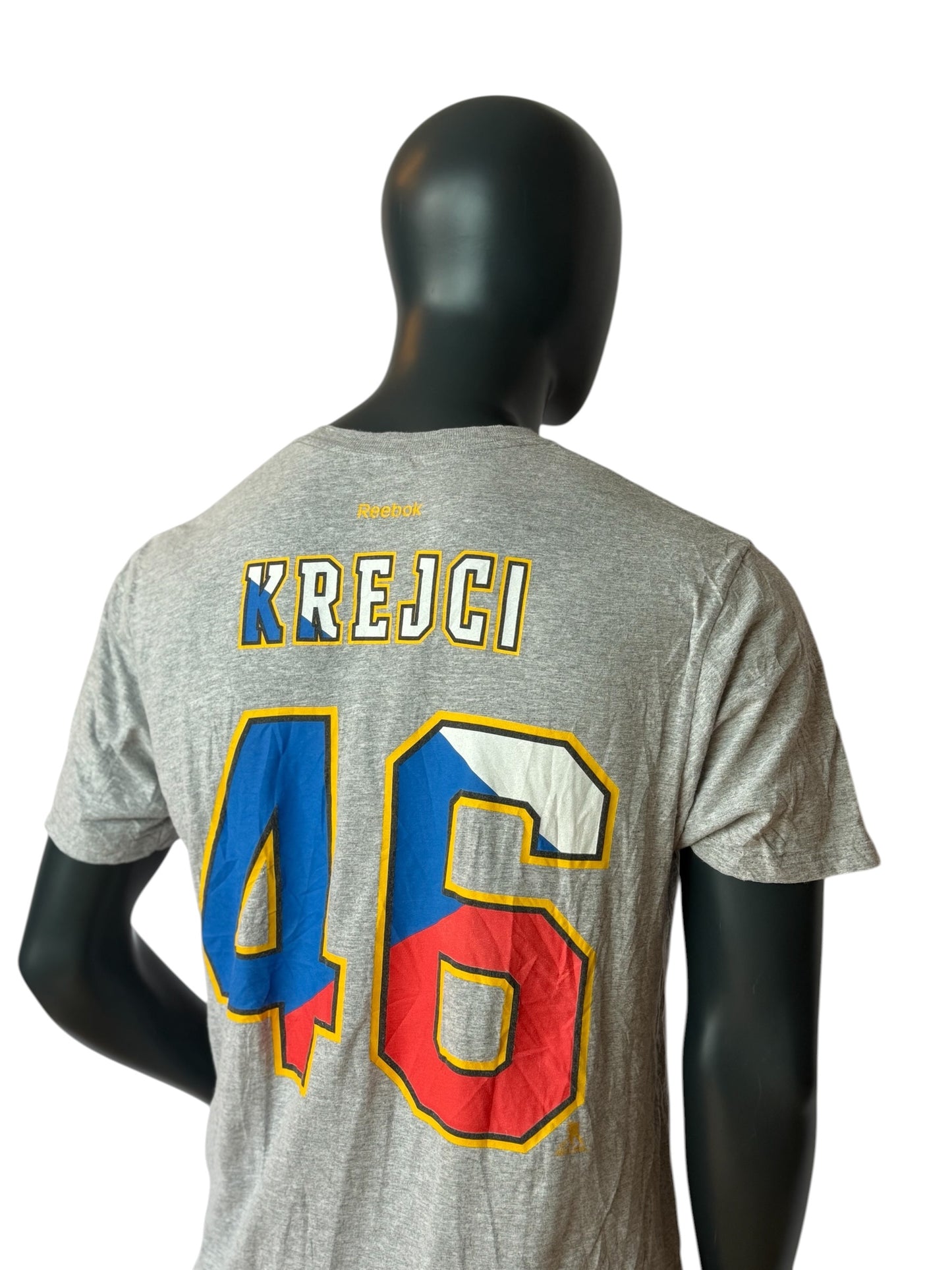 Boston Bruins Krejci 46 T Shirt Grey Retro Vintage NHL Reebok Tee Size L