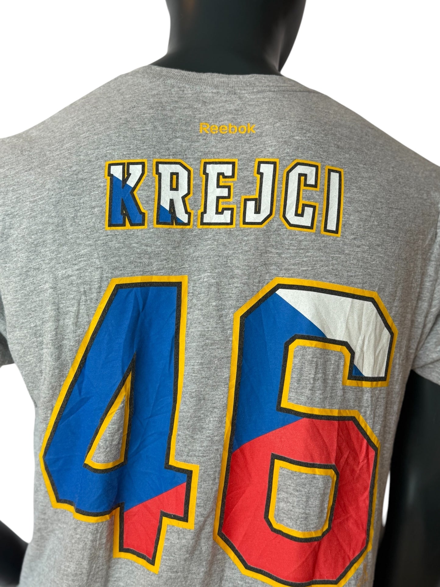 Boston Bruins Krejci 46 T Shirt Grey Retro Vintage NHL Reebok Tee Size L