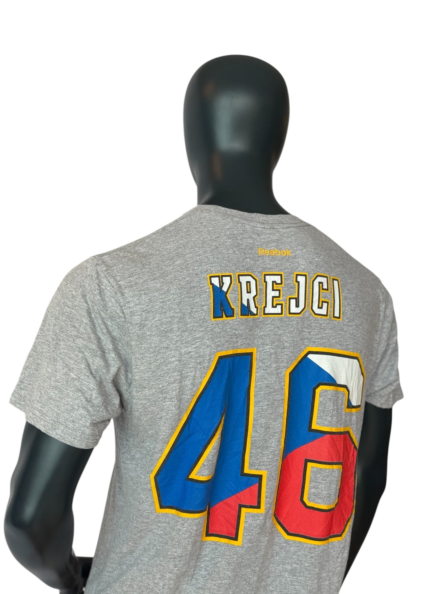 Boston Bruins Krejci 46 T Shirt Grey Retro Vintage NHL Reebok Tee Size L
