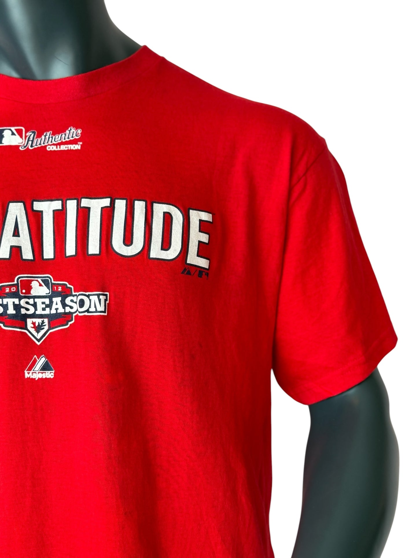 Majestic Washington Nationals “Natitude” Postseason T Shirt Red Retro Vintage MLB Tee Size XL