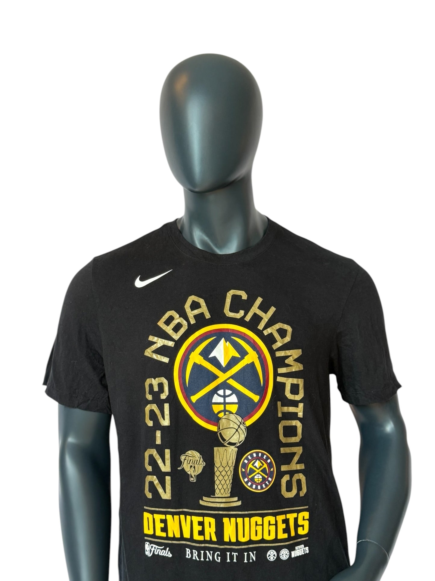 Nike Denver Nuggets NBA Champions 2022–23 T Shirt Black Retro Vintage Tee Size L