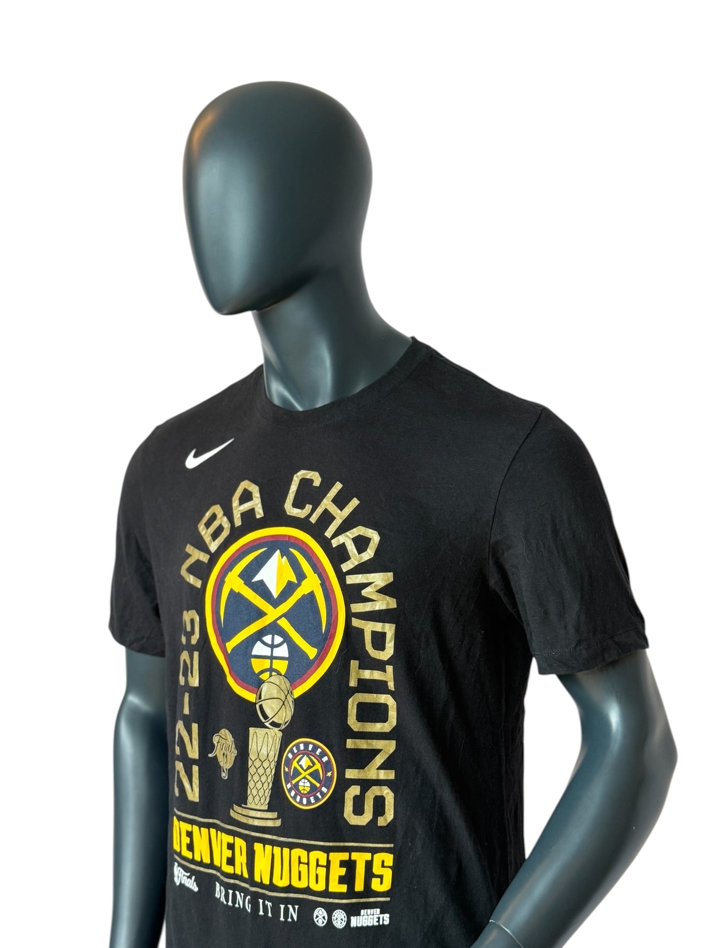 Nike Denver Nuggets NBA Champions 2022–23 T Shirt Black Retro Vintage Tee Size L