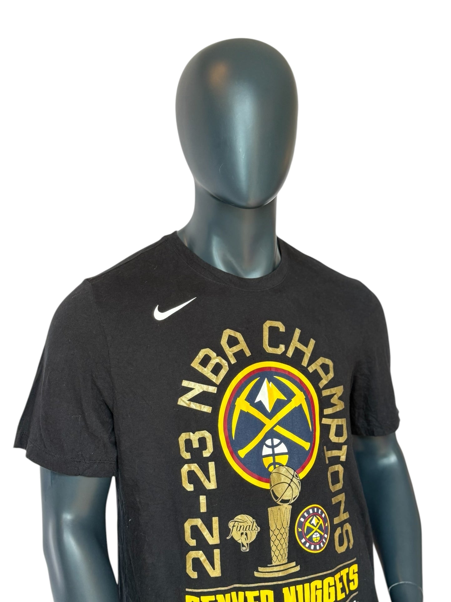 Nike Denver Nuggets NBA Champions 2022–23 T Shirt Black Retro Vintage Tee Size L