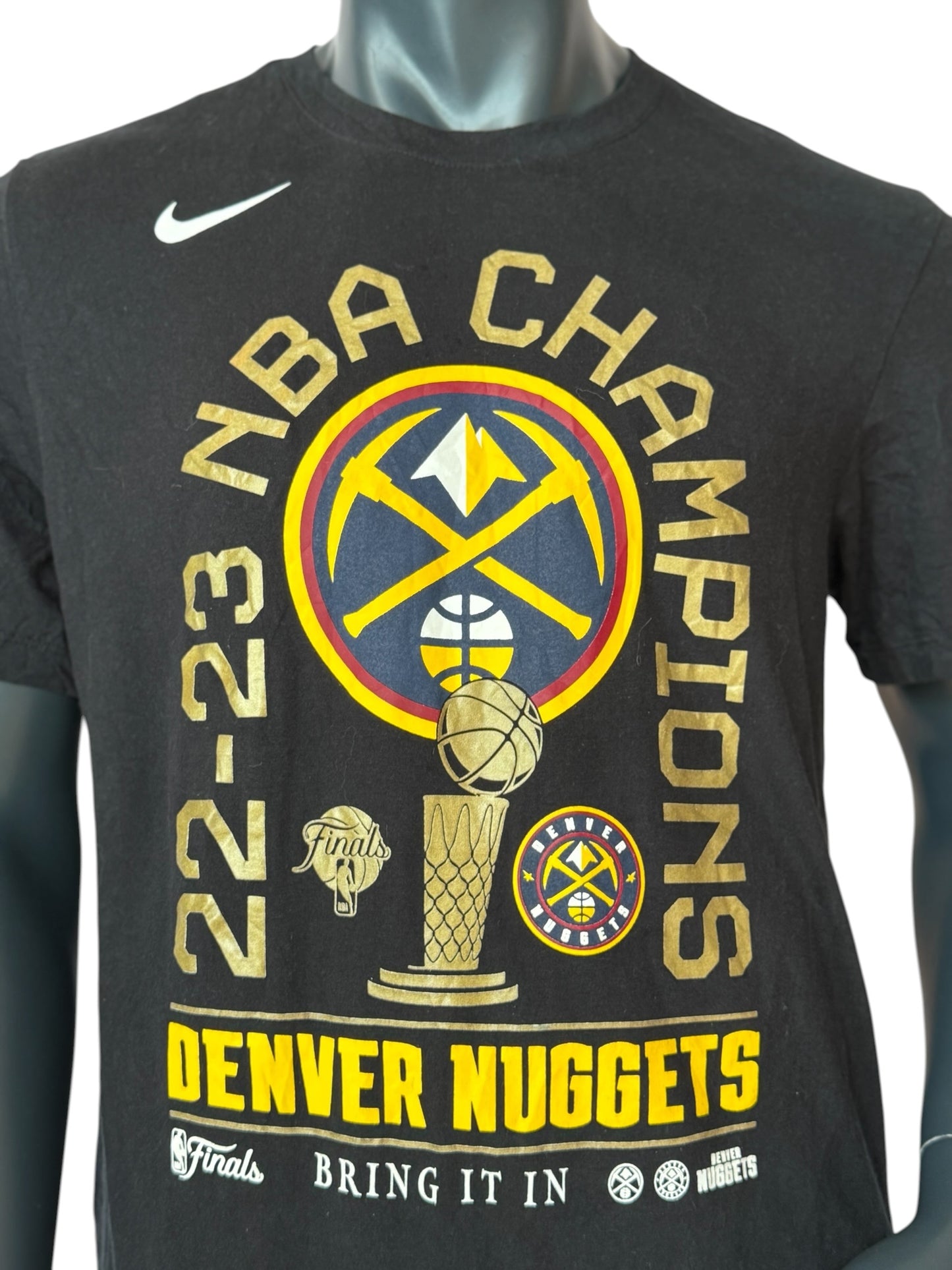 Nike Denver Nuggets NBA Champions 2022–23 T Shirt Black Retro Vintage Tee Size L