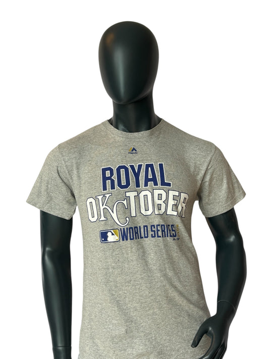 Majestic Royal Oktober World Series T Shirt Grey Vintage MLB