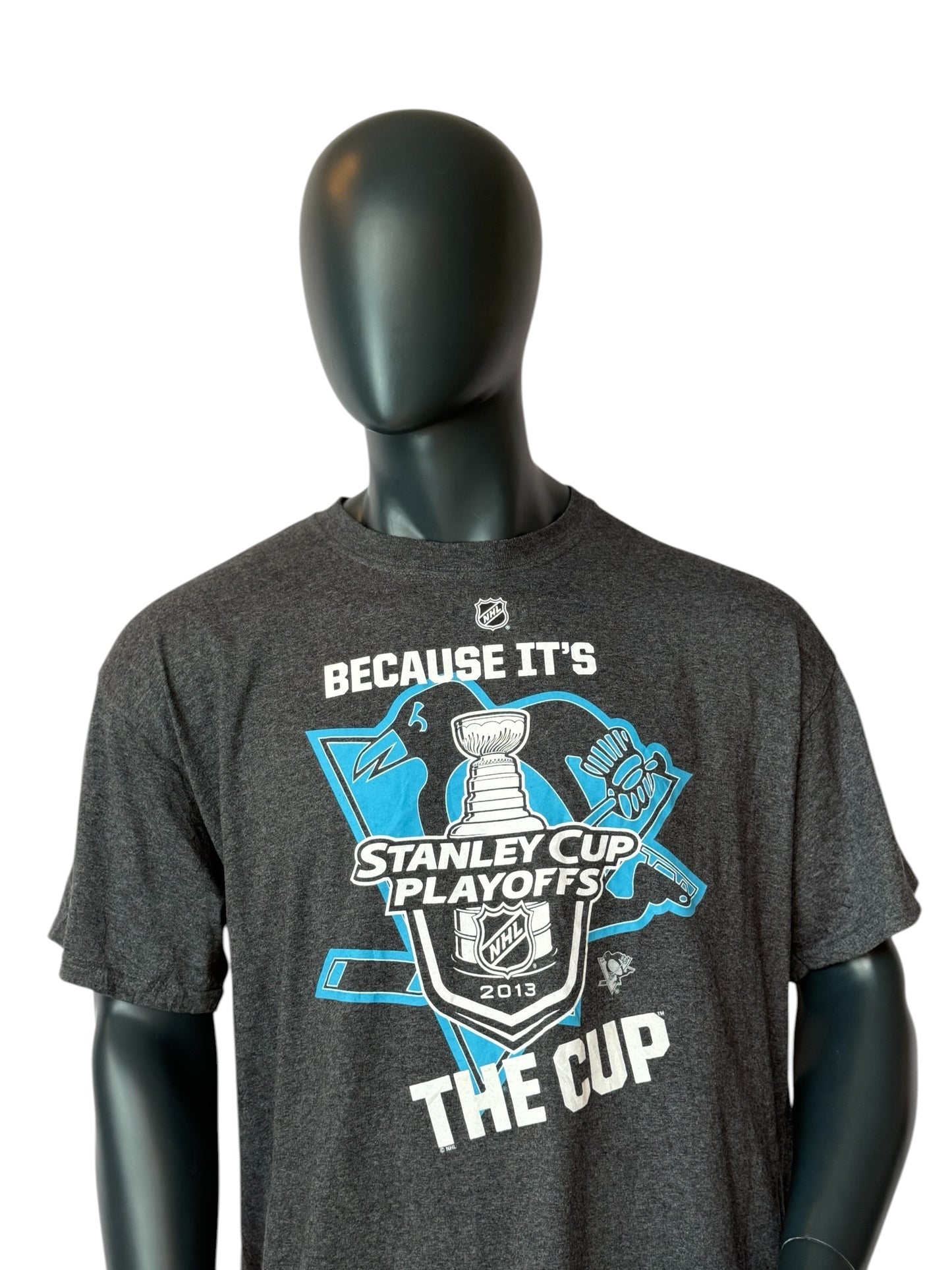 NHL Stanley Cup Playoffs 2013 T Shirt Grey Retro Vintage Graphic Tee Size XXL