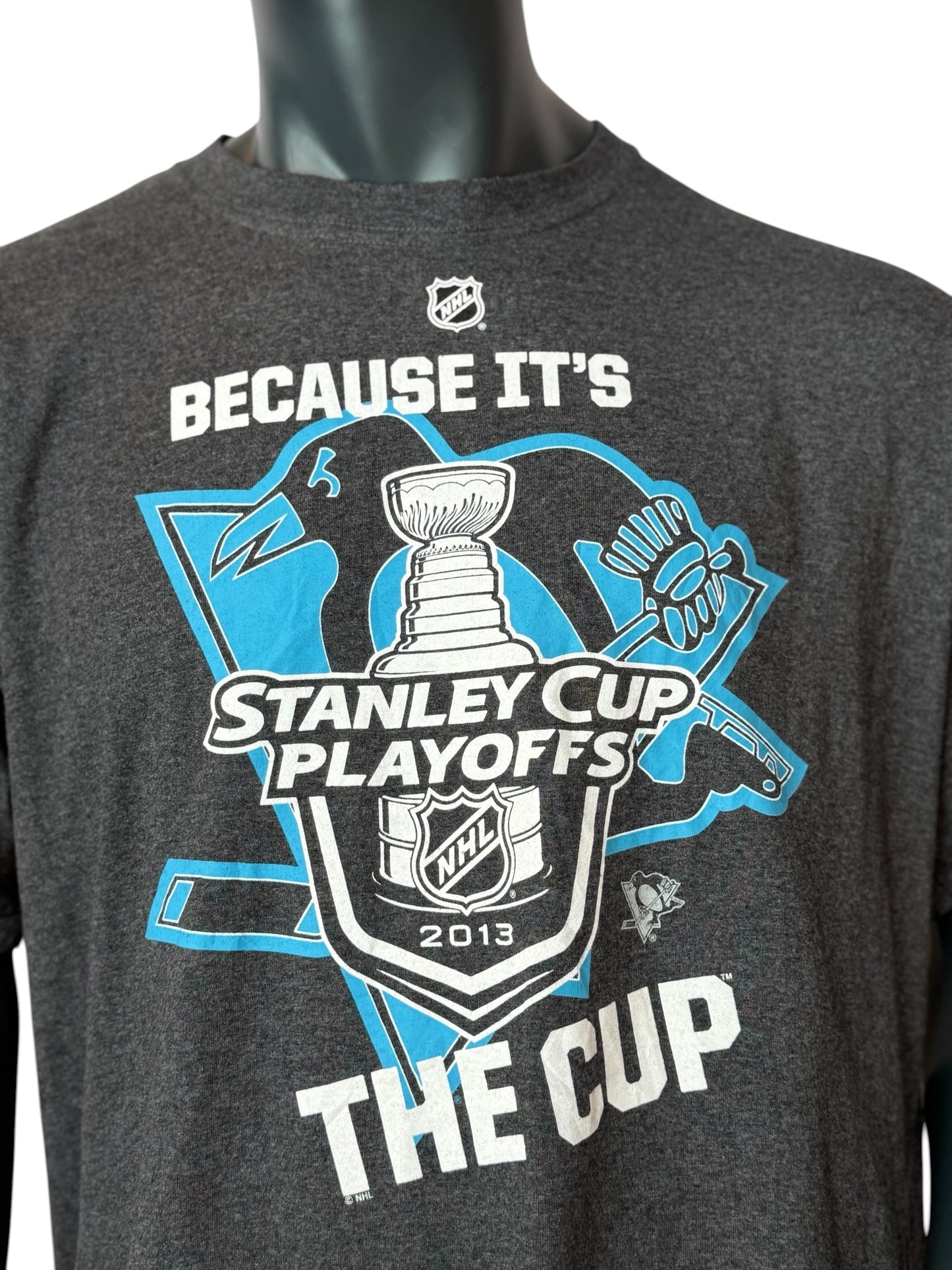 NHL Stanley Cup Playoffs 2013 T Shirt Grey Retro Vintage Graphic Tee Size XXL