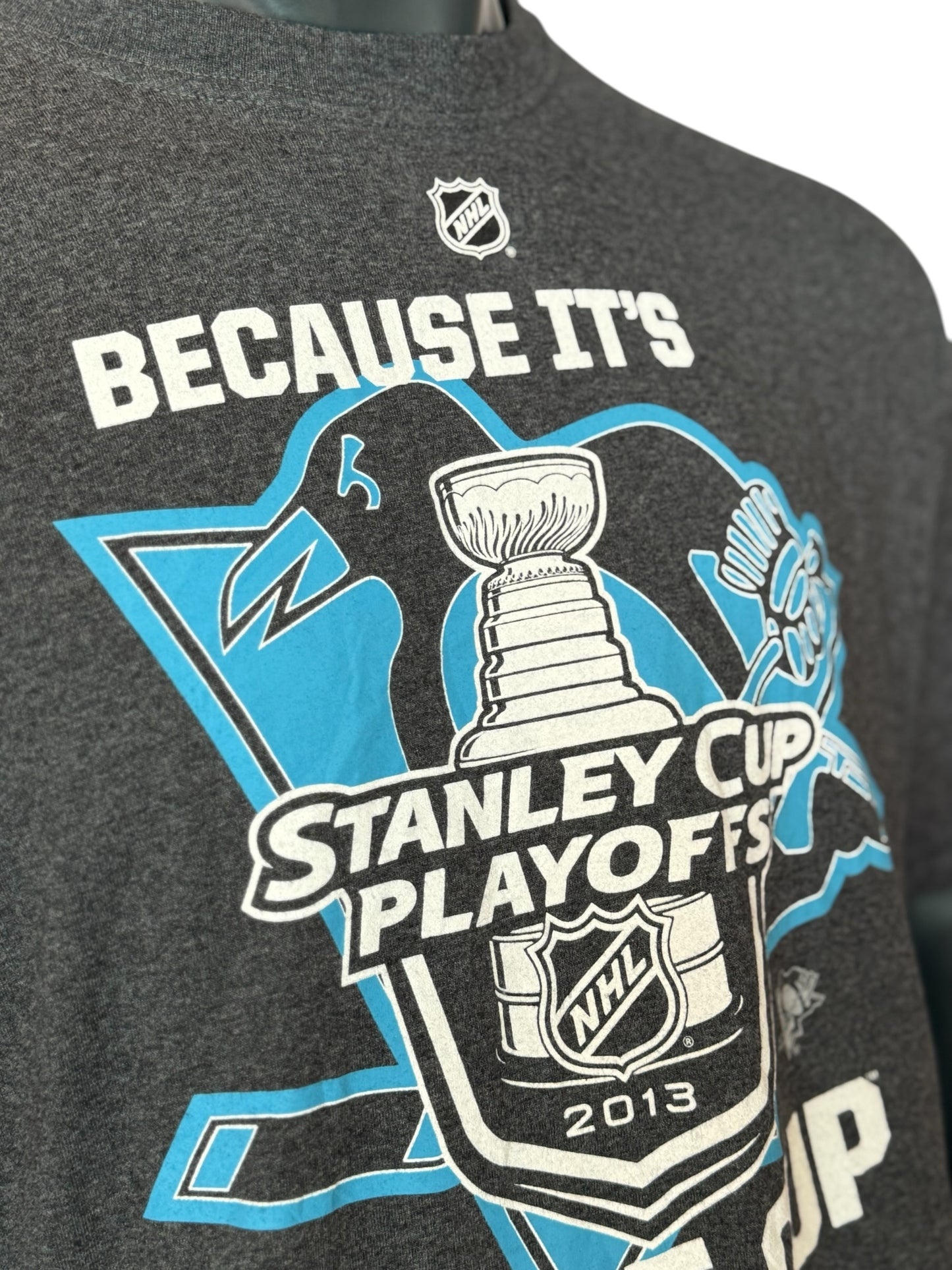 NHL Stanley Cup Playoffs 2013 T Shirt Grey Retro Vintage Graphic Tee Size XXL