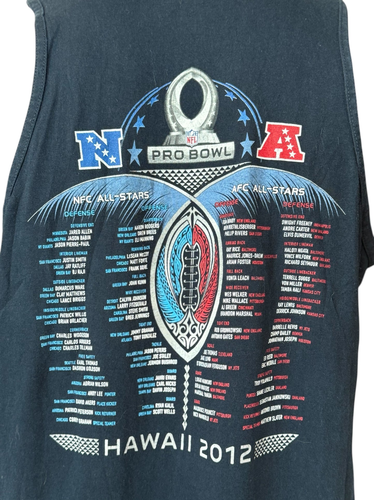 NFL Pro Bowl Hawaii 2012 Tank Top Black Graphic Sleeveless Tee Size M