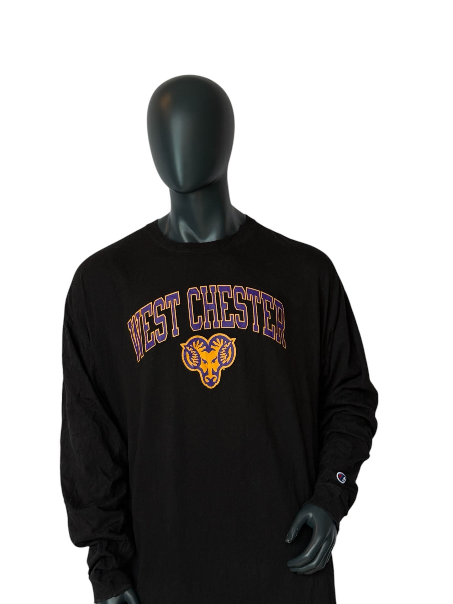 Champion West Chester Longsleeve T Shirt Vintage College Logo Black Oversized Tee Size 3XL