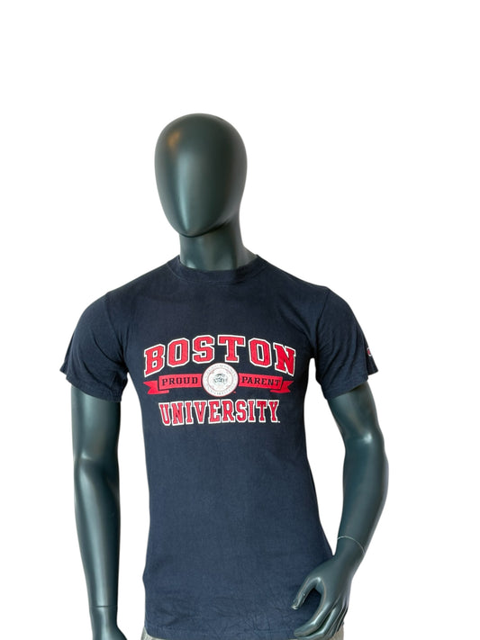 Champion Boston University T Shirt Vintage College Logo Navy