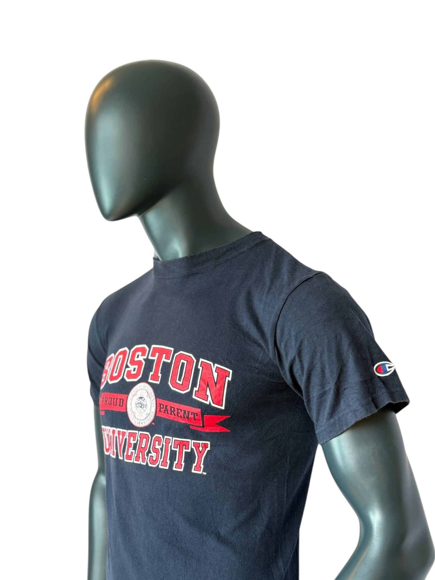 Champion Boston University T Shirt Vintage College Logo Navy Tee Size S