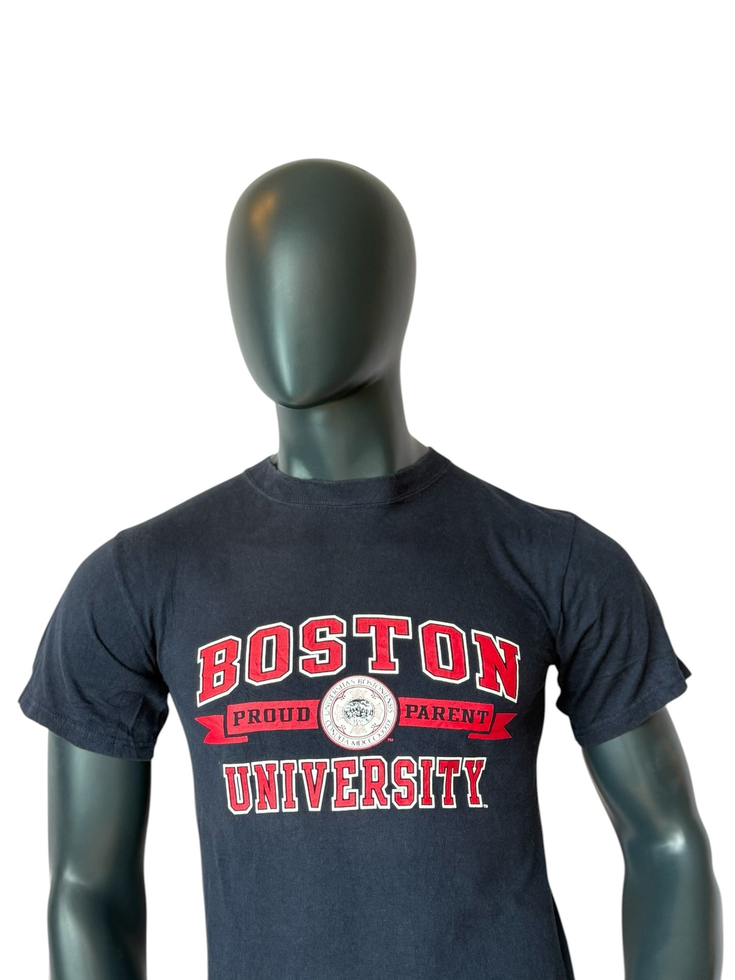 Champion Boston University T Shirt Vintage College Logo Navy Tee Size S