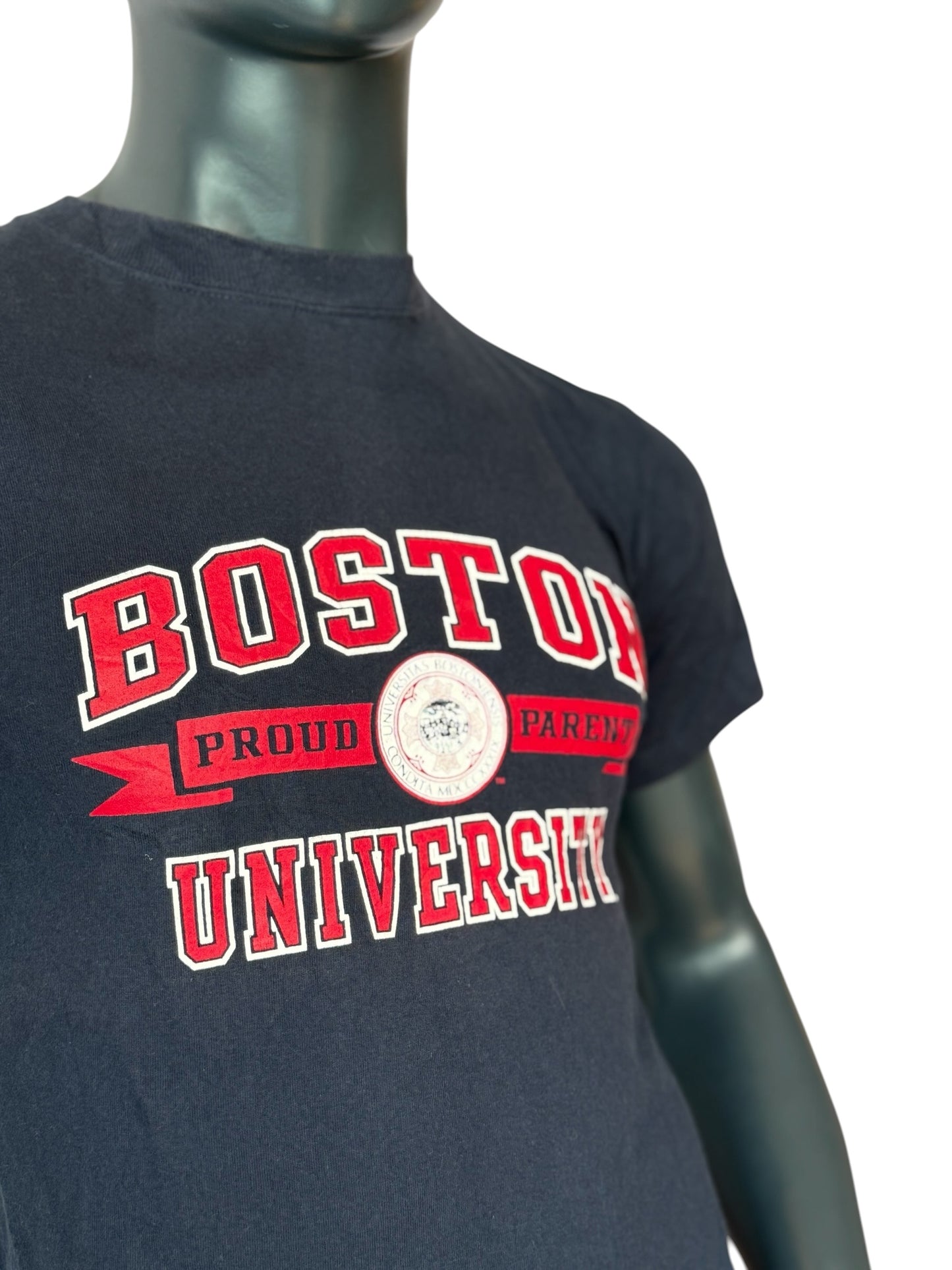 Champion Boston University T Shirt Vintage College Logo Navy Tee Size S