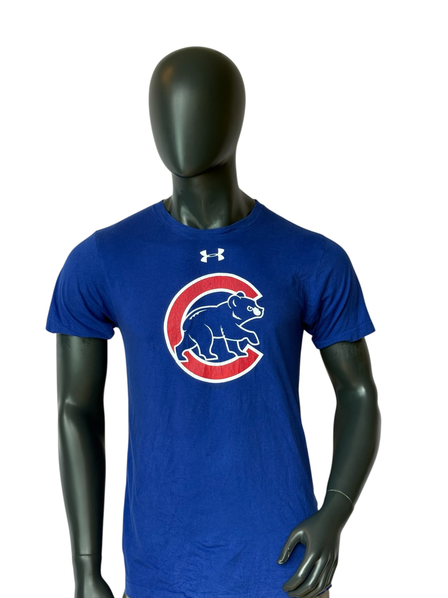 Under Armour Chicago Cubs MLB T Shirt Vintage Style Retro Baseball Tee Blue Size M