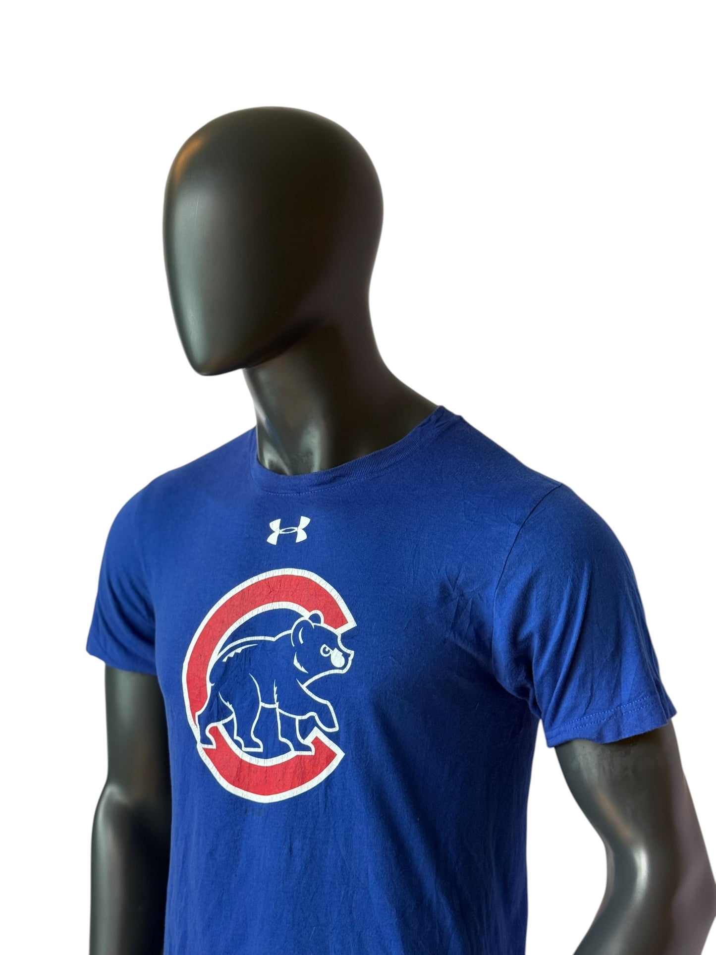 Under Armour Chicago Cubs MLB T Shirt Vintage Style Retro Baseball Tee Blue Size M