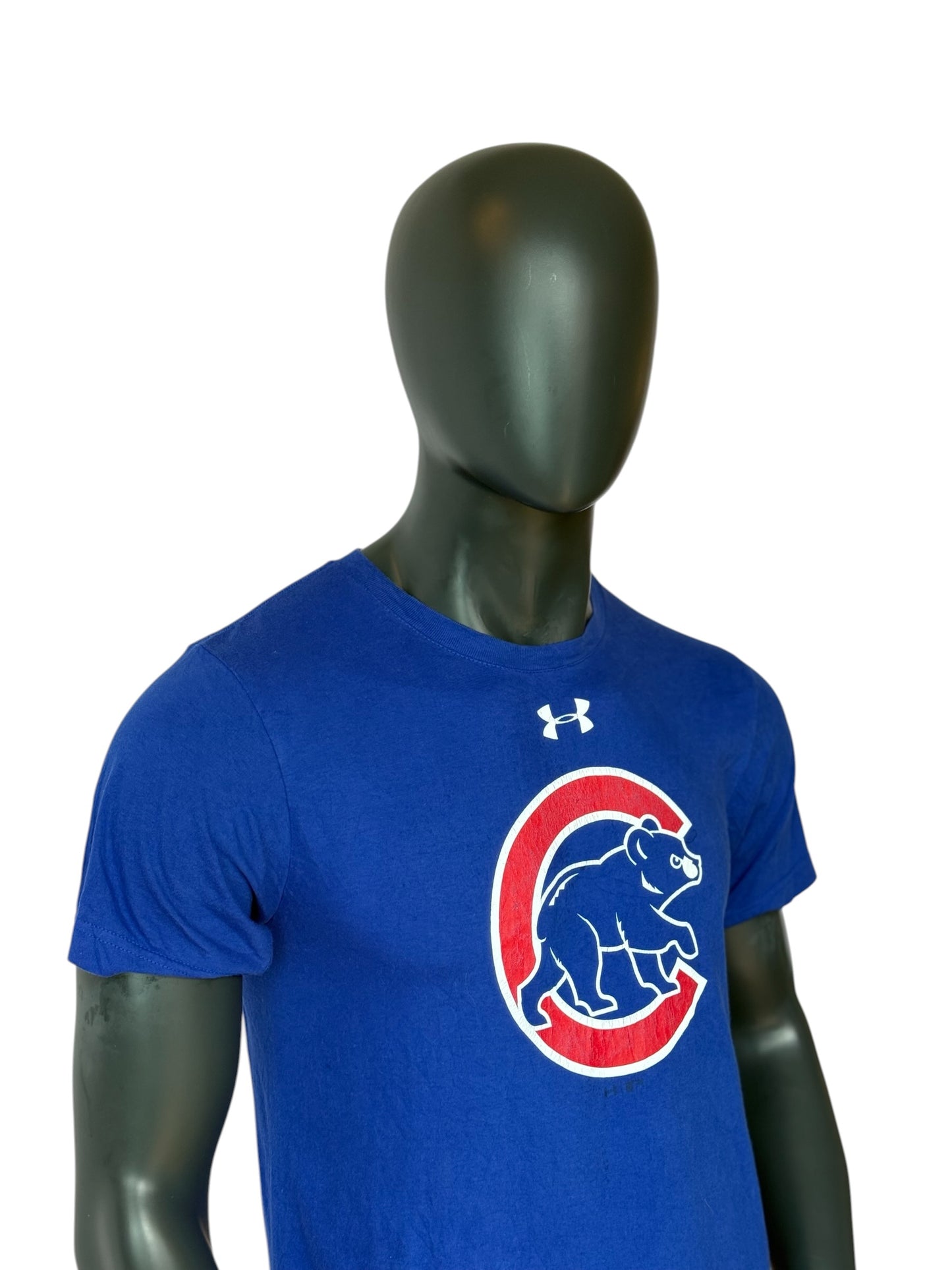 Under Armour Chicago Cubs MLB T Shirt Vintage Style Retro Baseball Tee Blue Size M