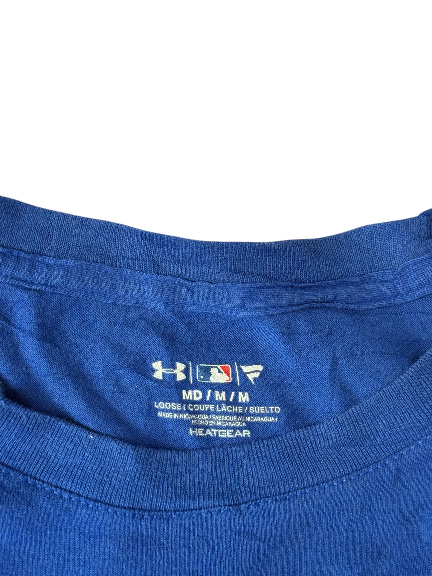 Under Armour Chicago Cubs MLB T Shirt Vintage Style Retro Baseball Tee Blue Size M