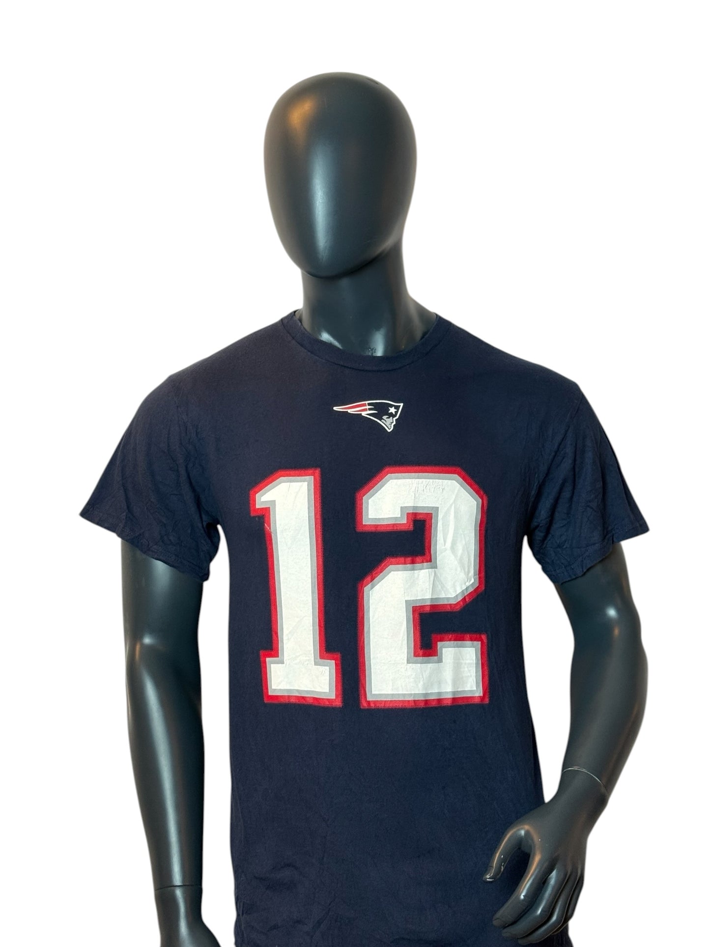 New England Patriots Tom Brady #12 T-Shirt Navy NFL Football Tee Size M
