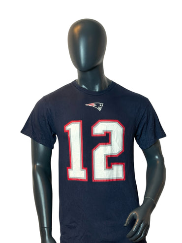 New England Patriots Tom Brady #12 T-Shirt Bleu Marine NFL Football Taille M