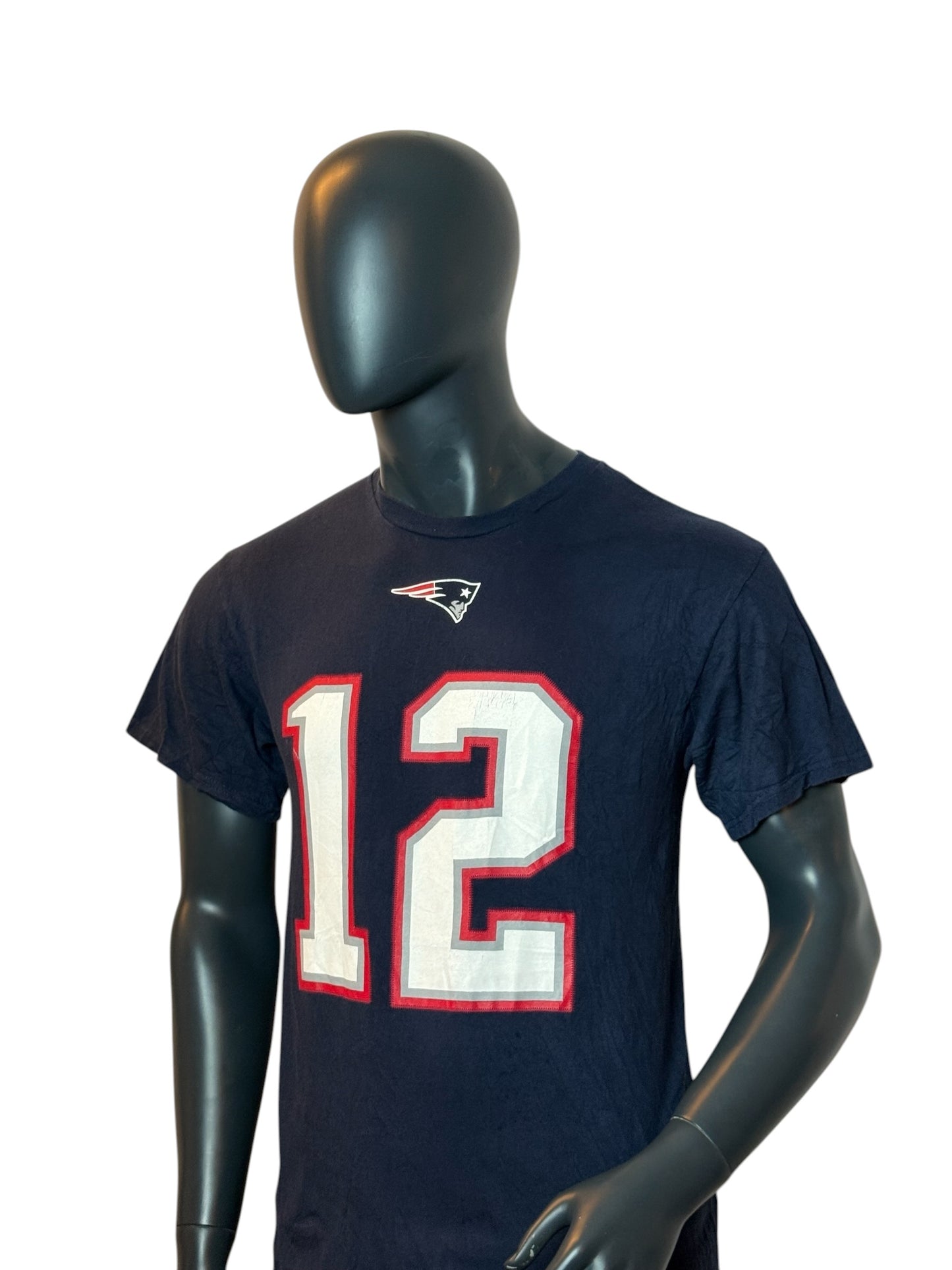 New England Patriots Tom Brady #12 T-Shirt Navy NFL Football Tee Size M