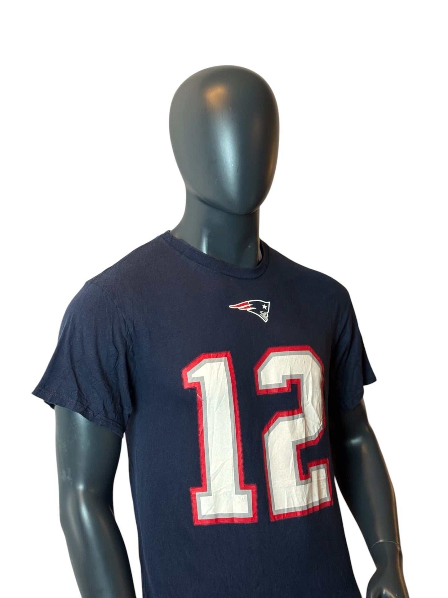 New England Patriots Tom Brady #12 T-Shirt Navy NFL Football Tee Size M