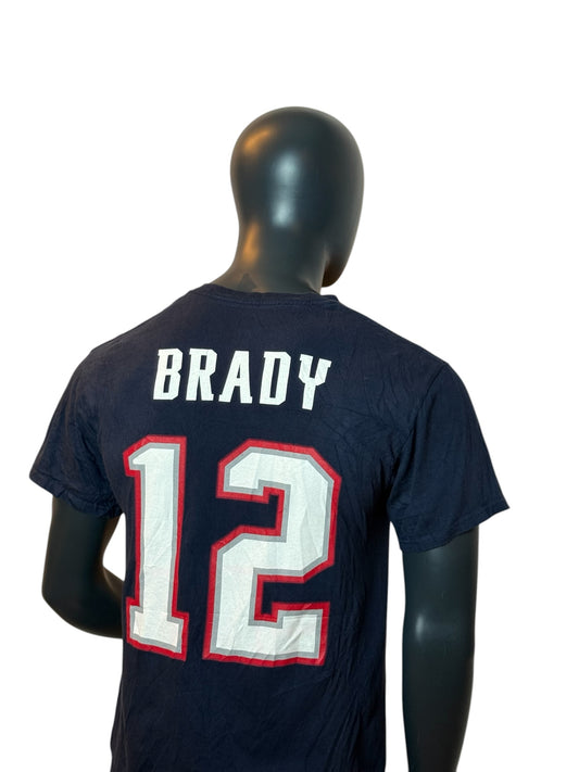 New England Patriots Tom Brady #12 T-Shirt Navy NFL Football Tee