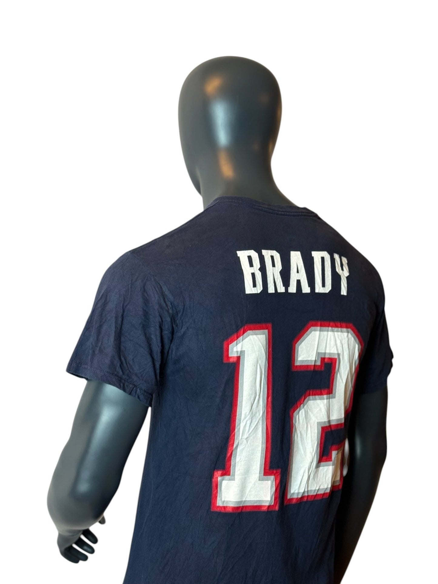 New England Patriots Tom Brady #12 T-Shirt Navy NFL Football Tee Size M