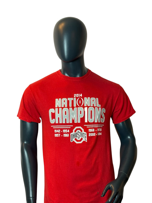 Ohio State Buckeyes National Champions T-Shirt Red Vintage College Tee
