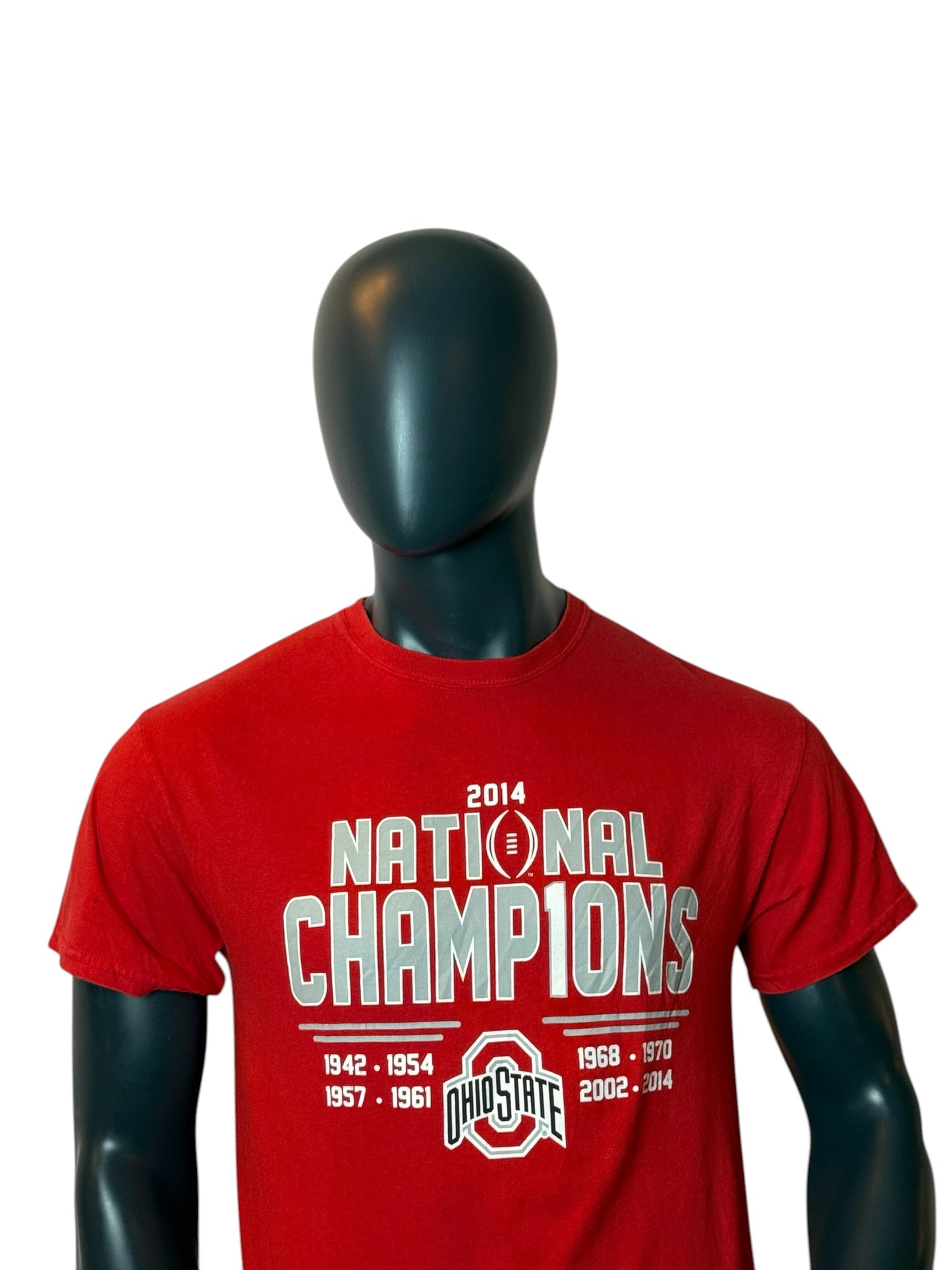 Ohio State Buckeyes National Champions T-Shirt Red Vintage College Tee Size M