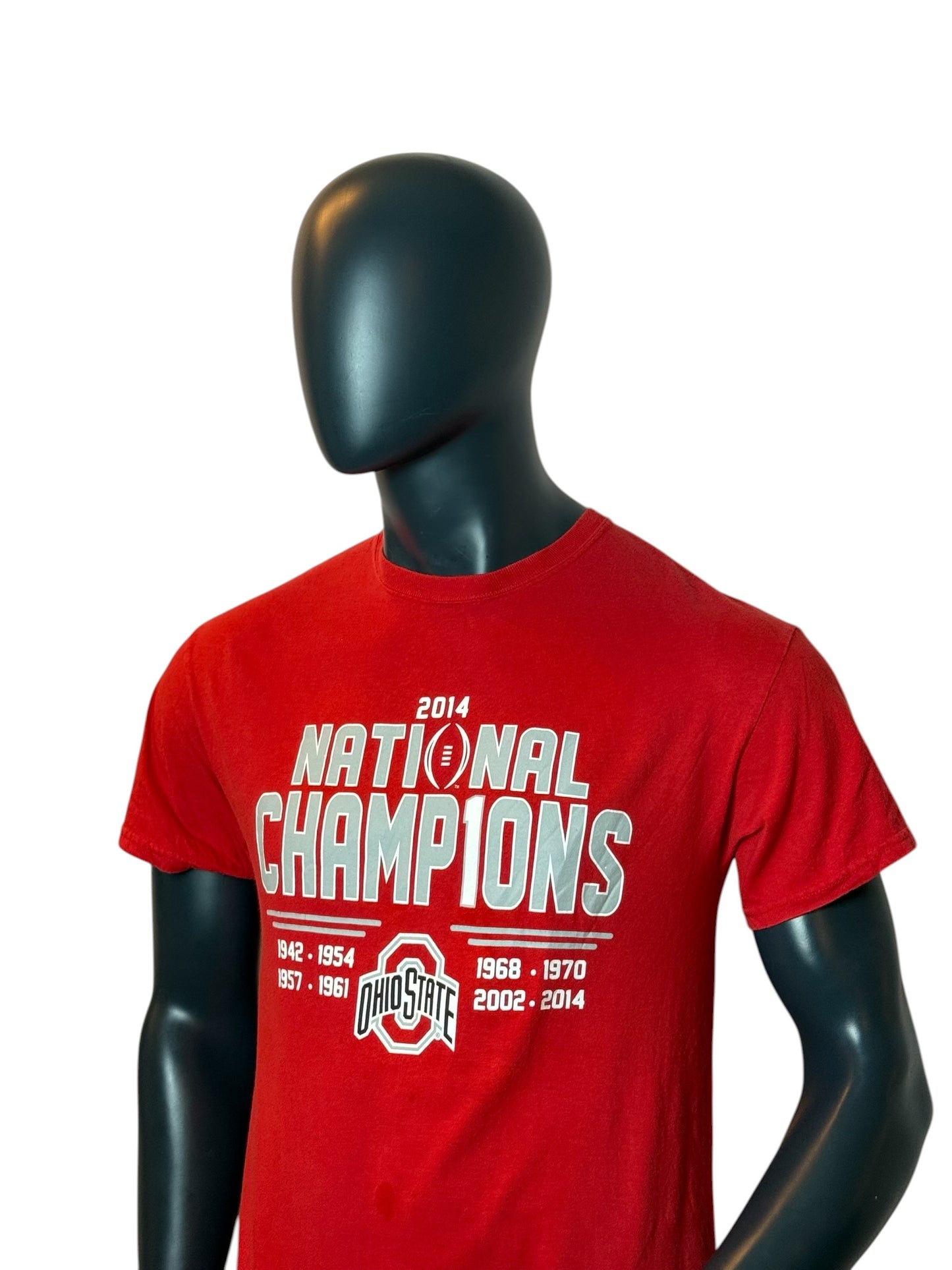 Ohio State Buckeyes National Champions T-Shirt Red Vintage College Tee Size M