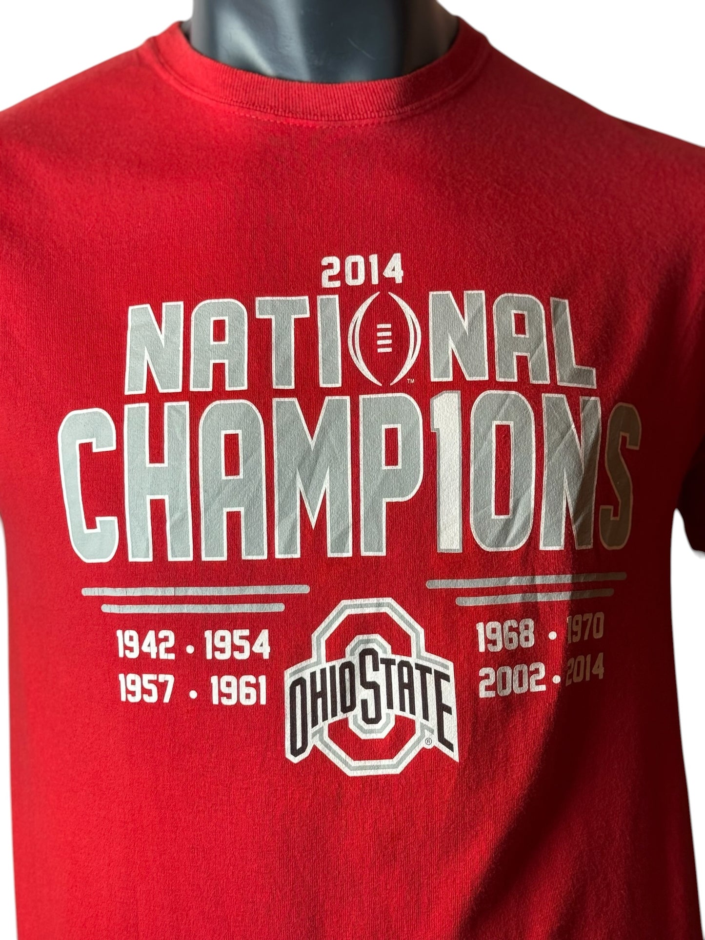 Ohio State Buckeyes National Champions T-Shirt Red Vintage College Tee Size M
