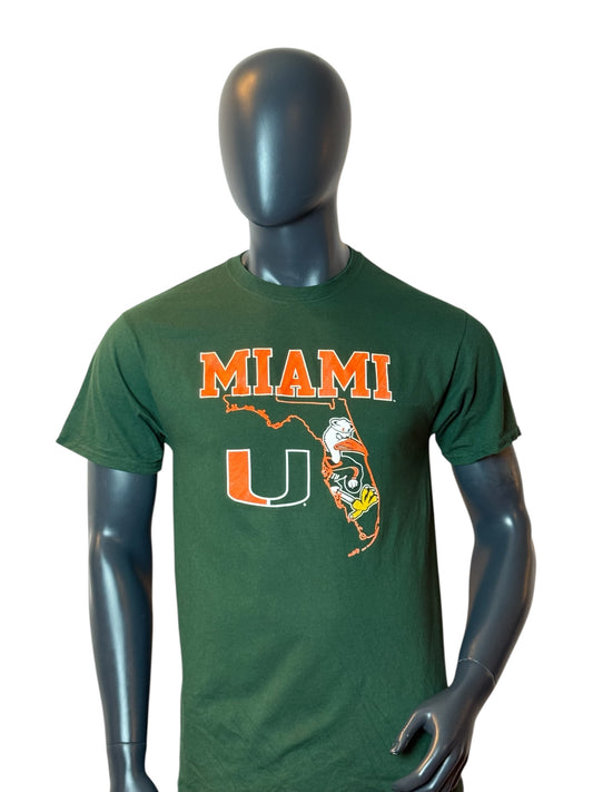 Miami Hurricanes T-Shirt Green Vintage College Sports Tee