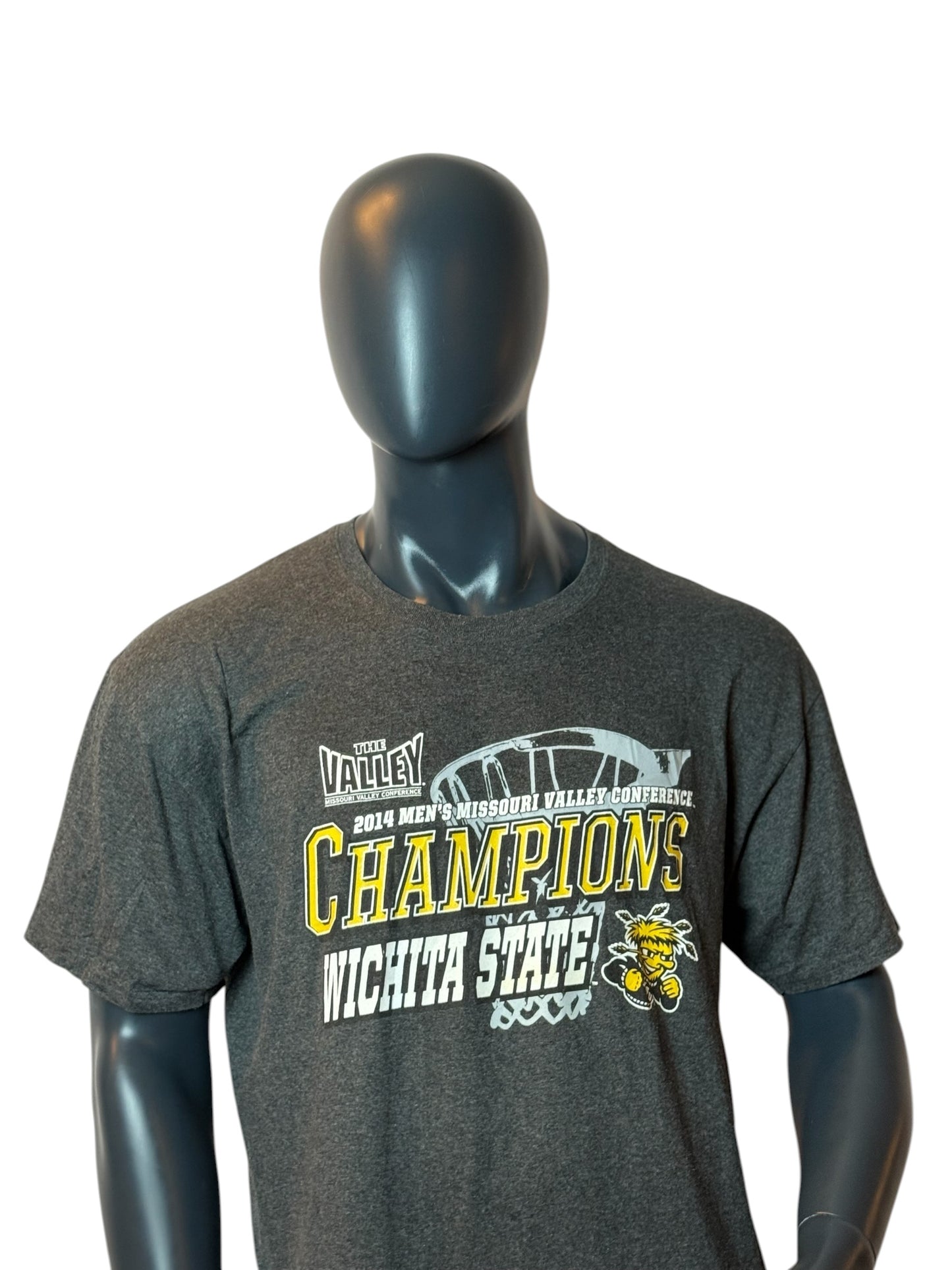 Wichita State Champions T-Shirt Grey Vintage College Basketball Tee Size L