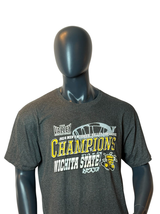 Wichita State Champions T-Shirt Grey Vintage College Basketball Tee