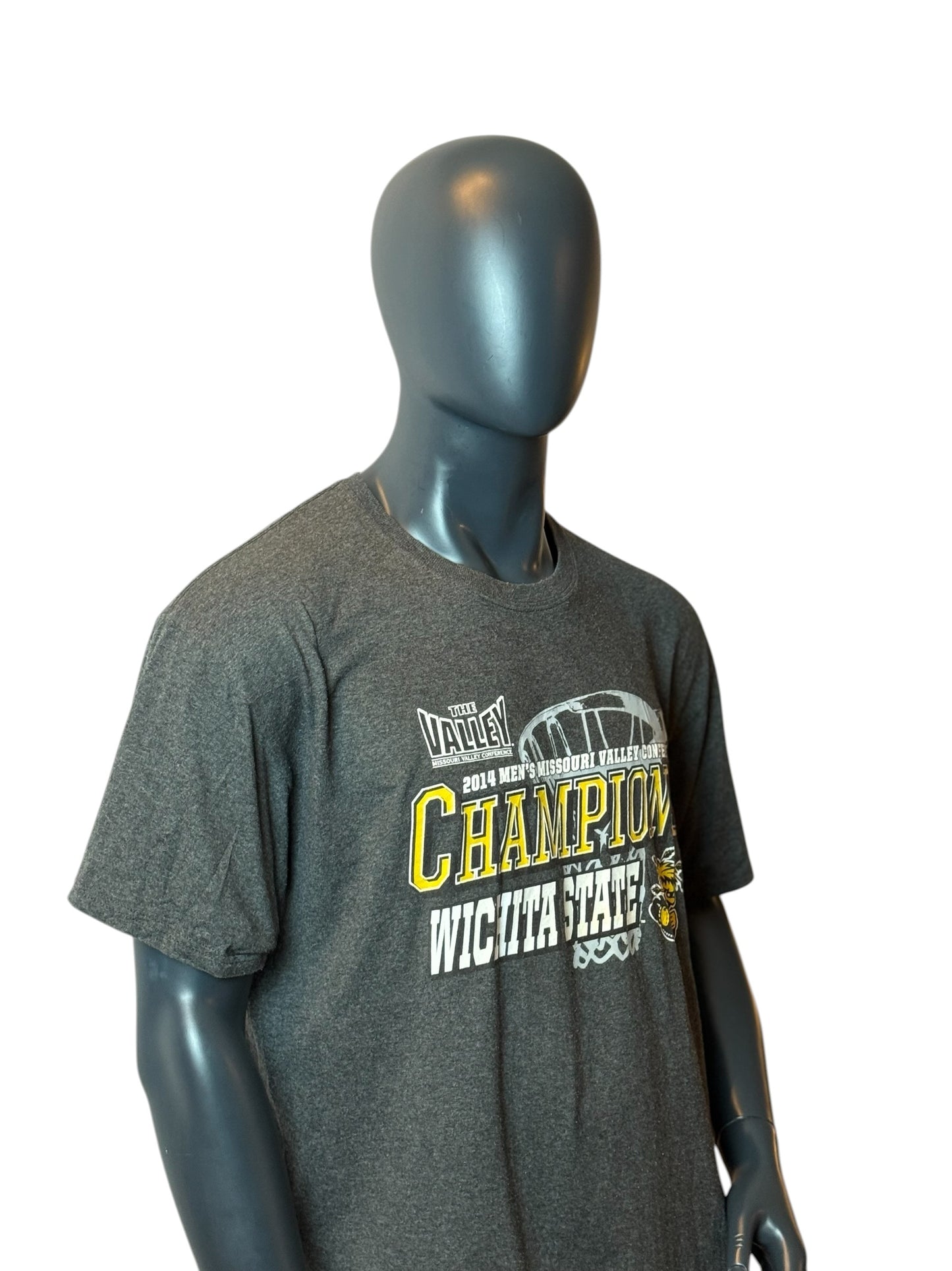 Wichita State Champions T-Shirt Grey Vintage College Basketball Tee Size L