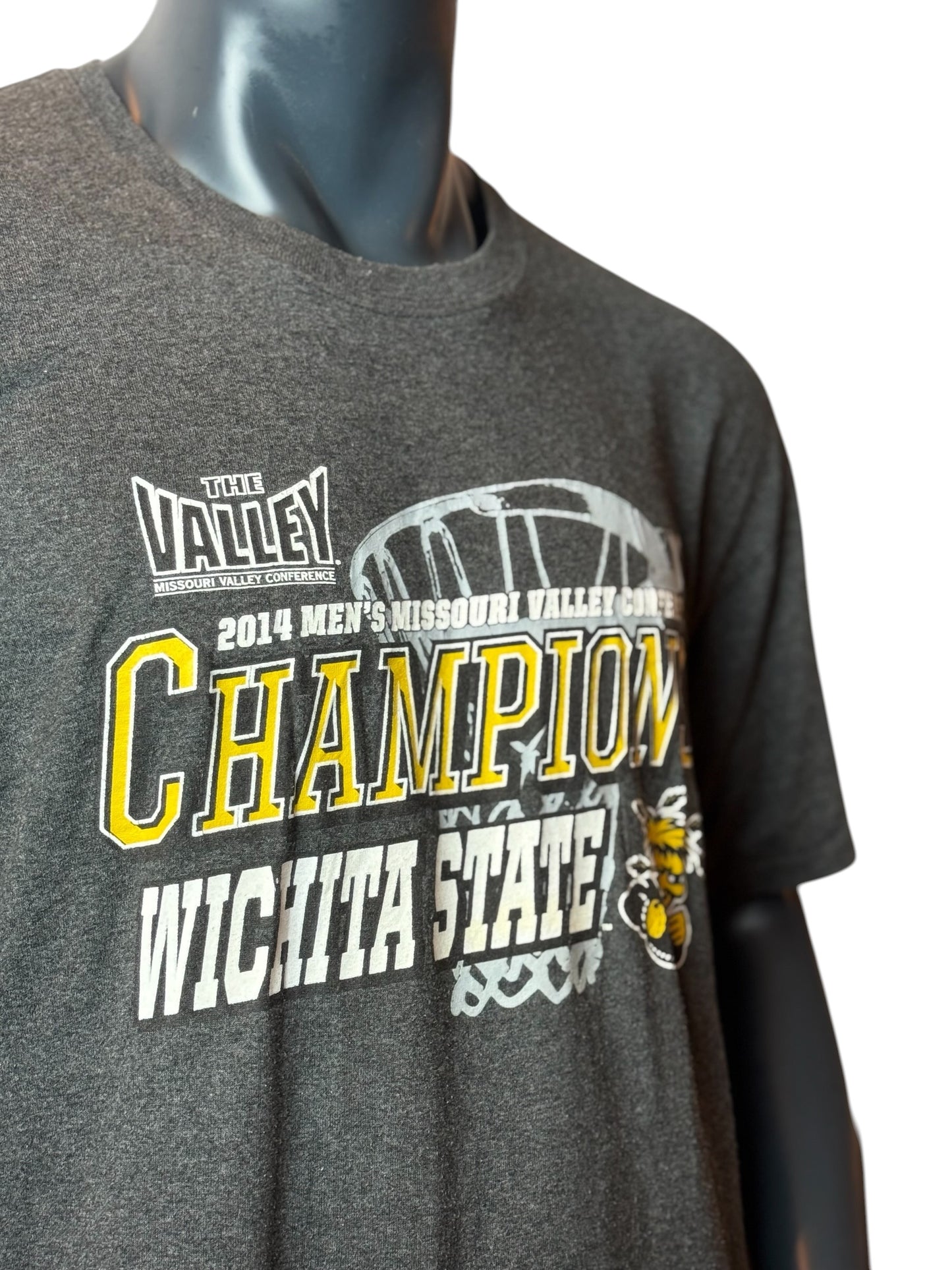 Wichita State Champions T-Shirt Grey Vintage College Basketball Tee Size L