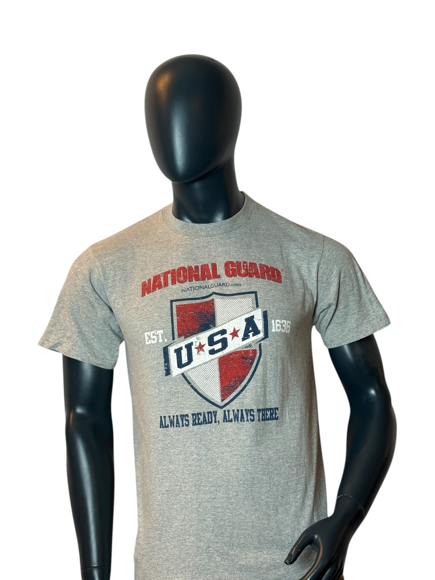 National Guard USA T-Shirt Grey Retro Vintage Military Tee Size M