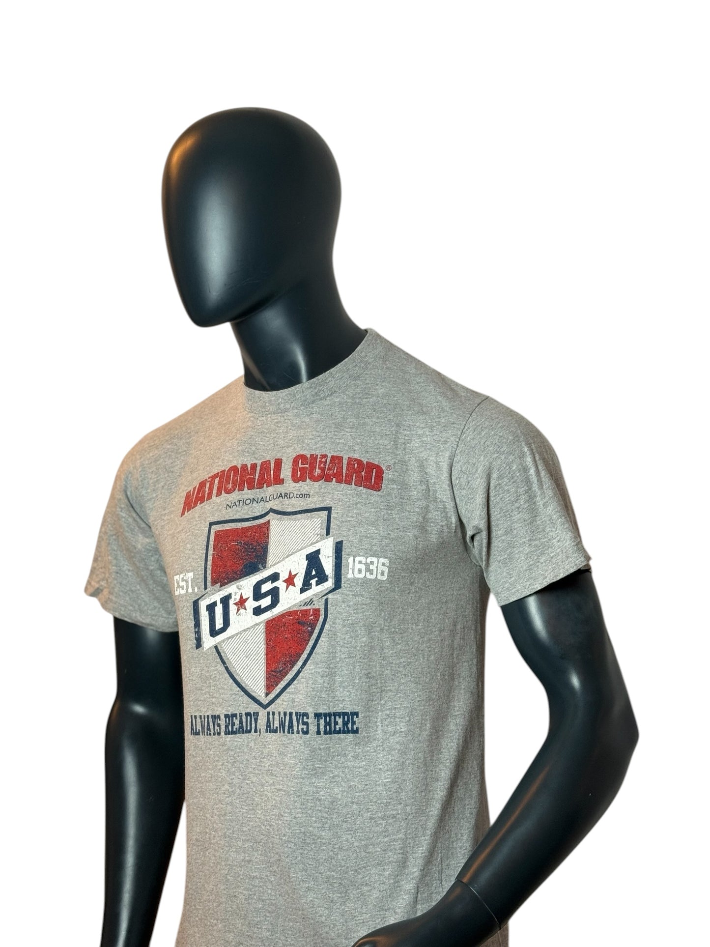 National Guard USA T-Shirt Grey Retro Vintage Military Tee Size M