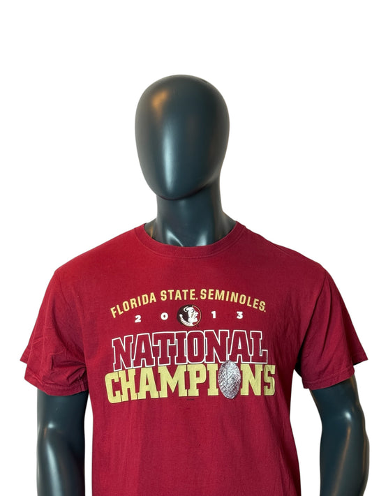 Florida State Seminoles 2013 National Champions T-Shirt Red Retro Vintage Tee Size L