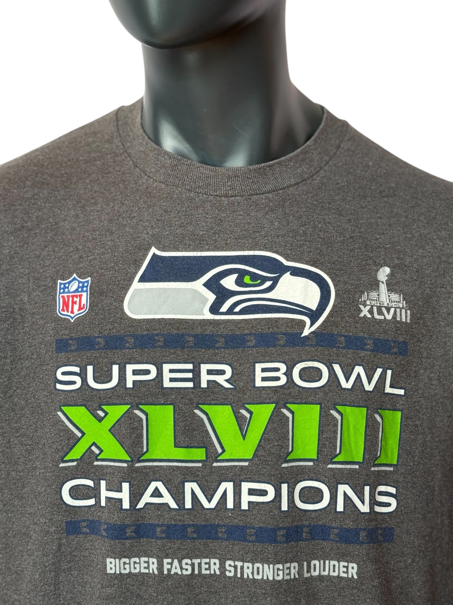 T-shirt gris taille XXL Champions du Super Bowl XLVIII des Seattle Seahawks