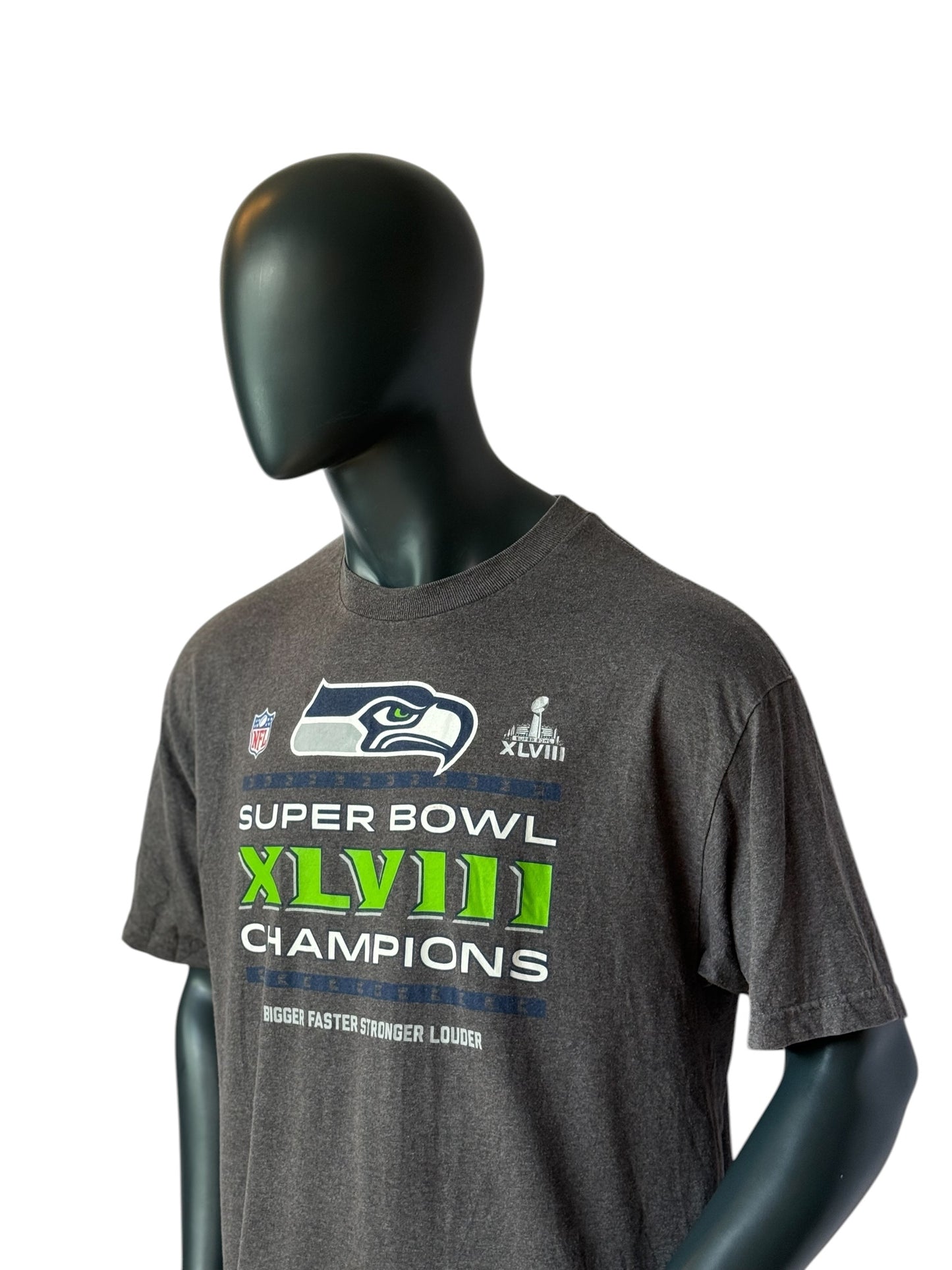 T-shirt gris taille XXL Champions du Super Bowl XLVIII des Seattle Seahawks