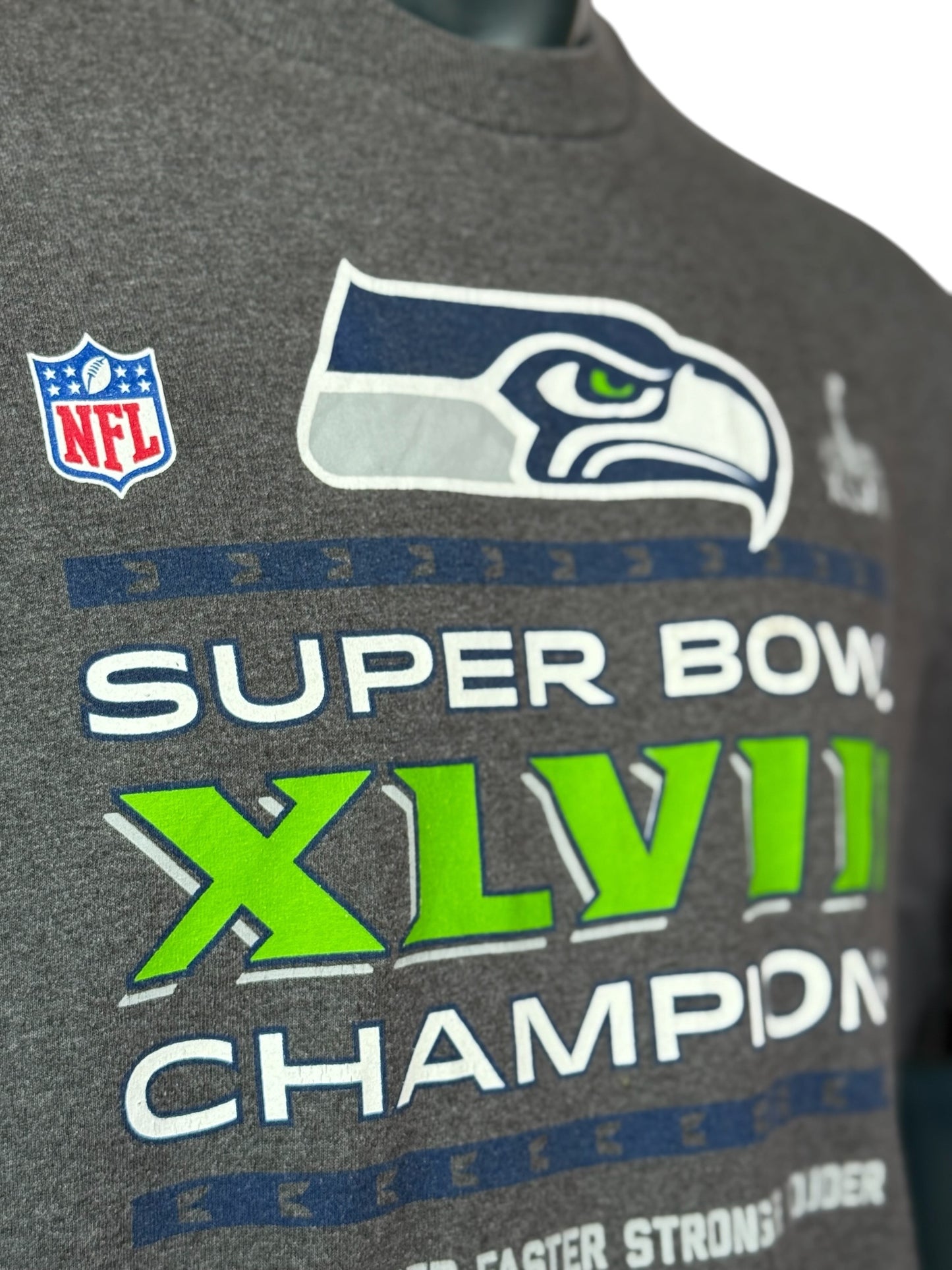T-shirt gris taille XXL Champions du Super Bowl XLVIII des Seattle Seahawks