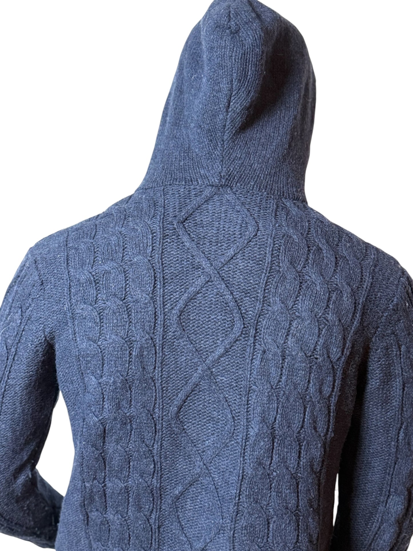 Vintage Strick Hoodie, Navy Blau, Norwegen Flagge, Retro Knit Pullover Size M