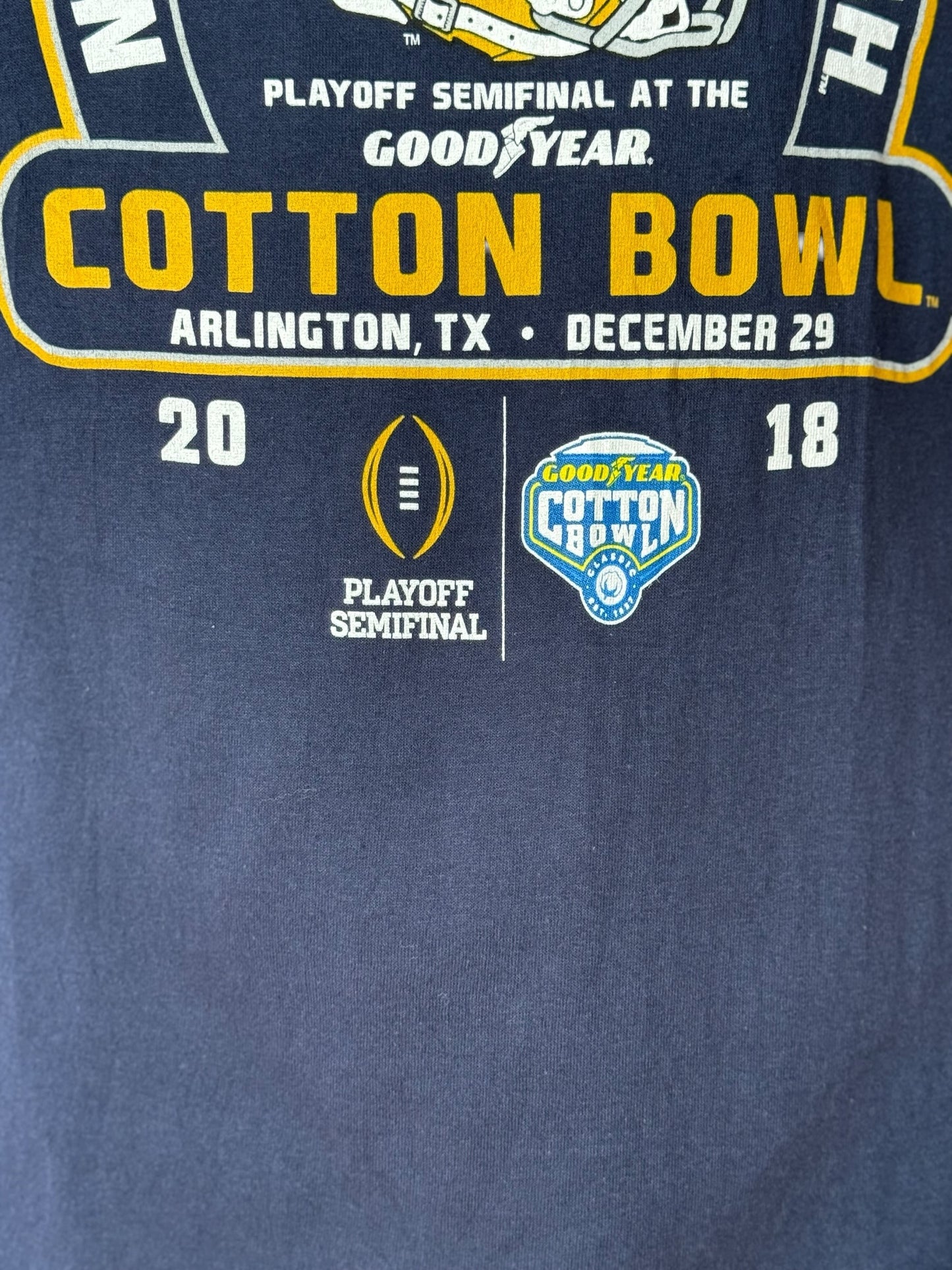 Notre Dame Fighting Irish Cotton Bowl 2018 T-Shirt Navy Size L