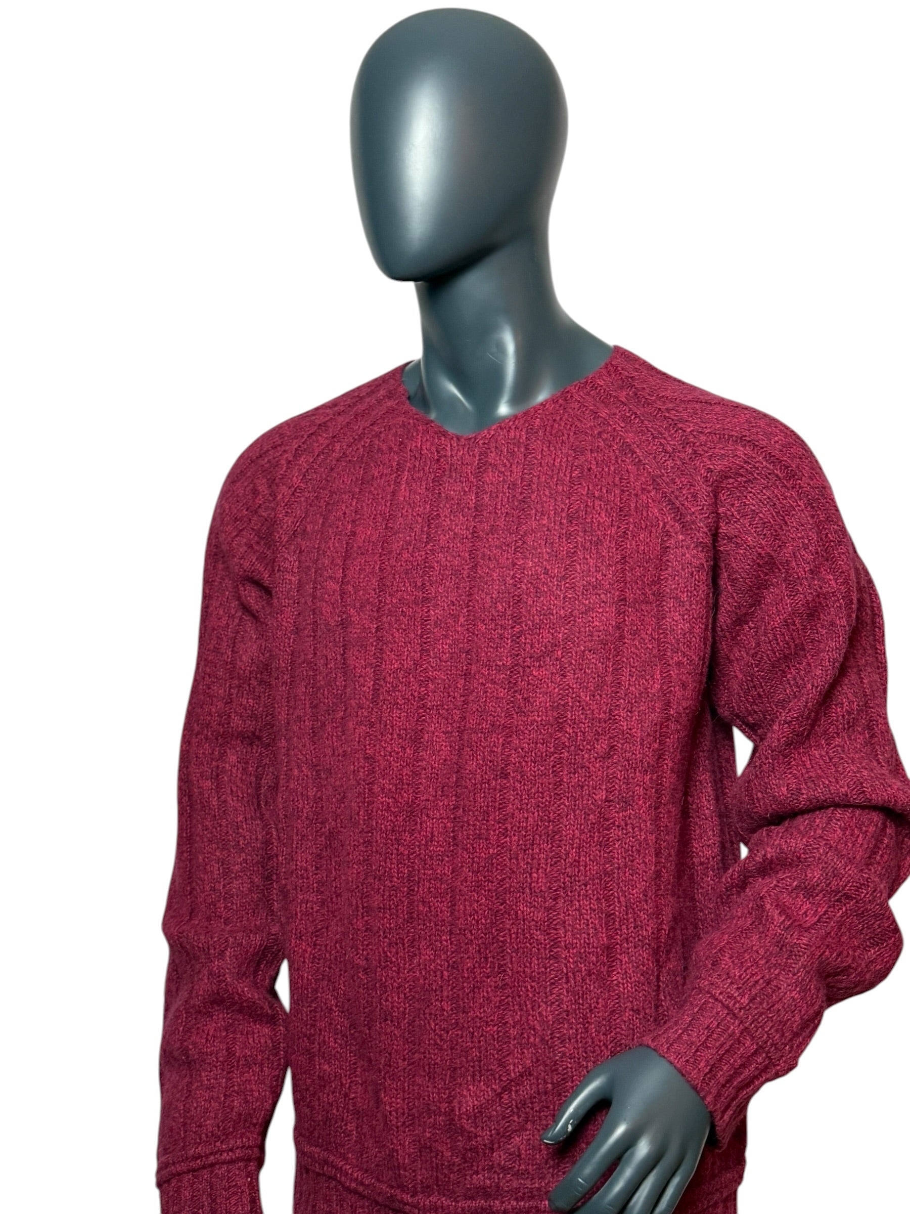 Vintage Diesel Strickpullover Rot, V-Neck, 90s Designer Knit Sweater
