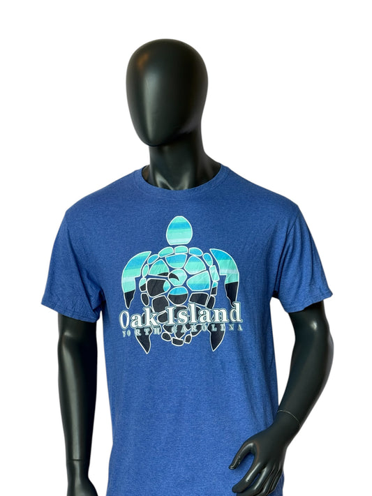 Vintage Retro Oak Island North Carolina Turtle T-Shirt Blue