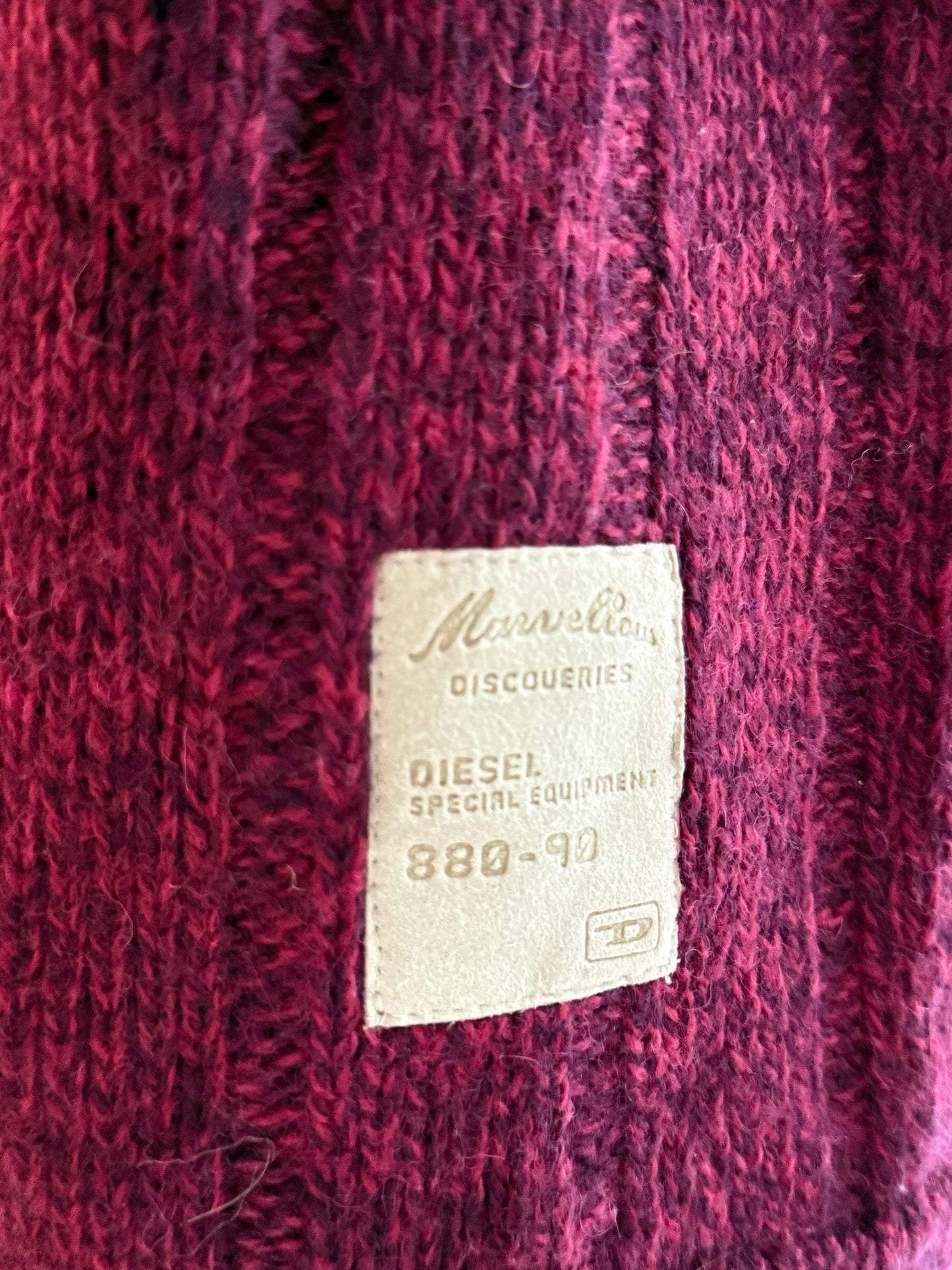 Vintage Diesel Strickpullover Rot, V-Neck, 90s Designer Knit Sweater Size XXL