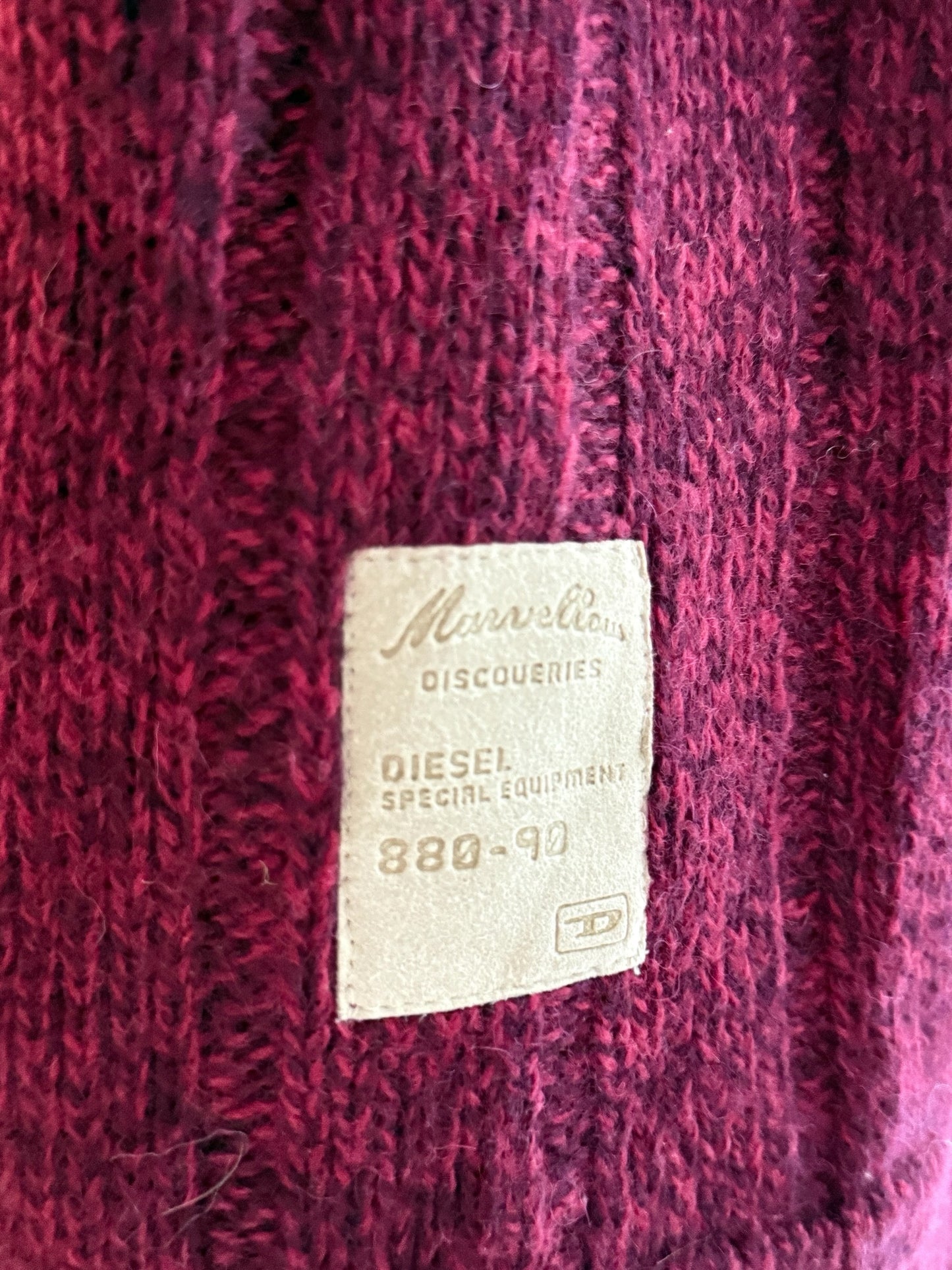 Vintage Diesel Strickpullover Rot, V-Neck, 90s Designer Knit Sweater Size XXL