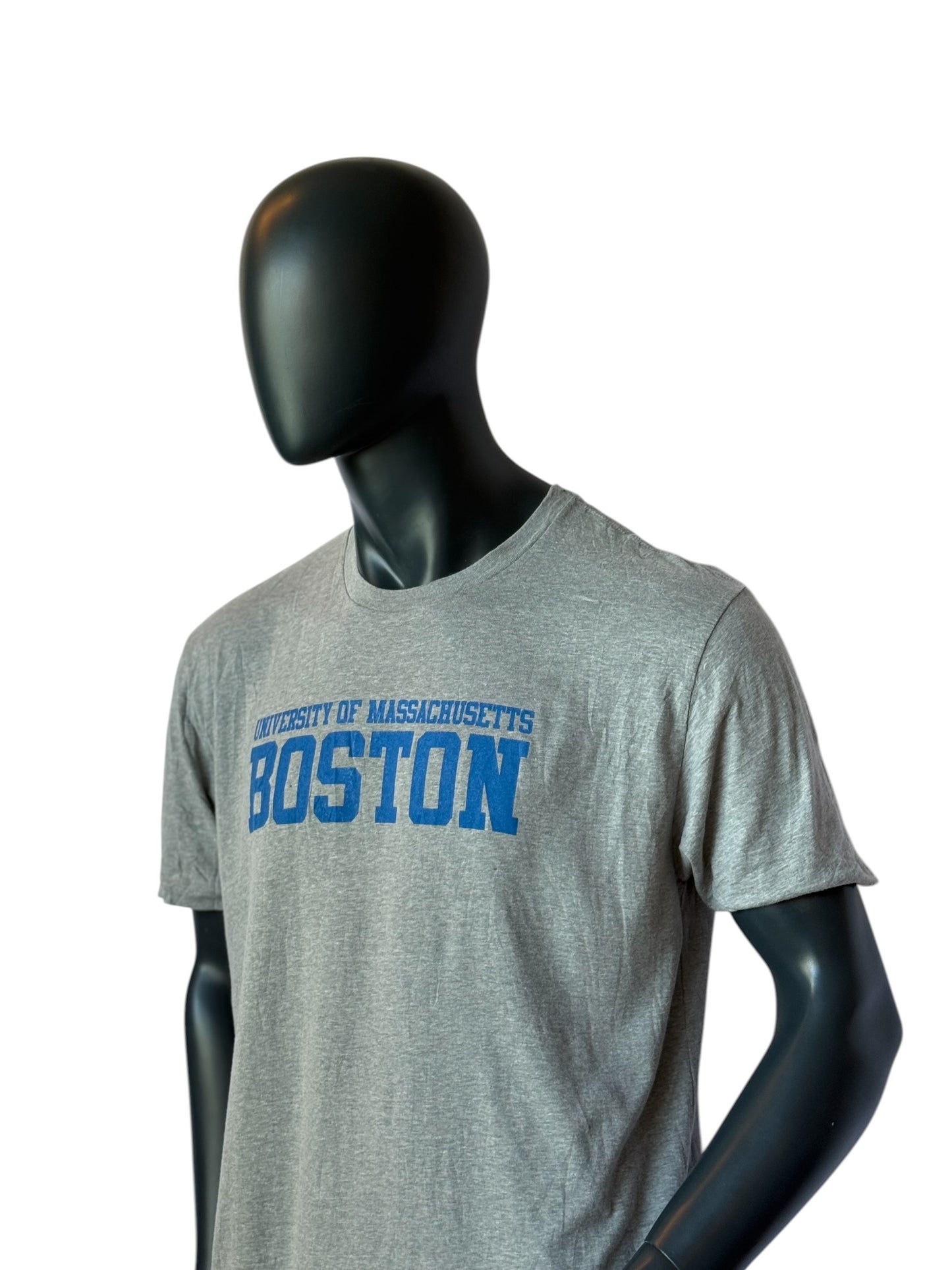 Vintage Retro UMass Boston Beacon T-Shirt Grey Size XL